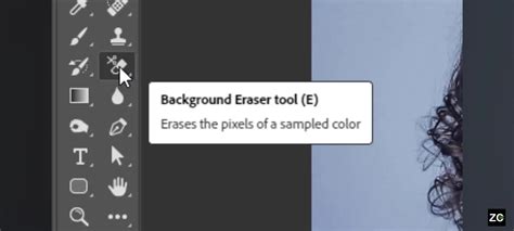 Background Eraser tool cursor and its effect on an image