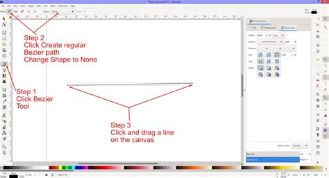 Inkscape Bézier curve tool being used to draw a triangle