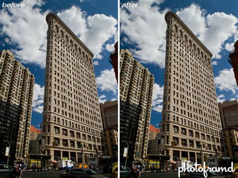 Before and after lens correction in Camera Raw
