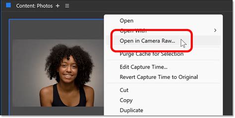 Camera Raw Open Image and Save Image buttons