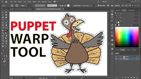 Puppet Warp tool in action with pins on a character