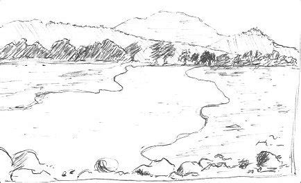 A rough digital sketch for a landscape painting