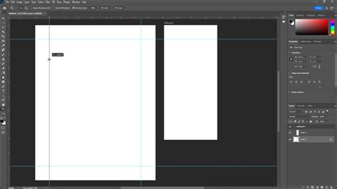 Photoshop interface showing horizontal and vertical guides