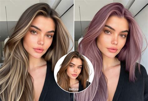 A user typing a descriptive prompt into a hair color changer interface