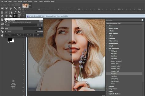 Side-by-side comparison of GIMP and Photoshop interfaces