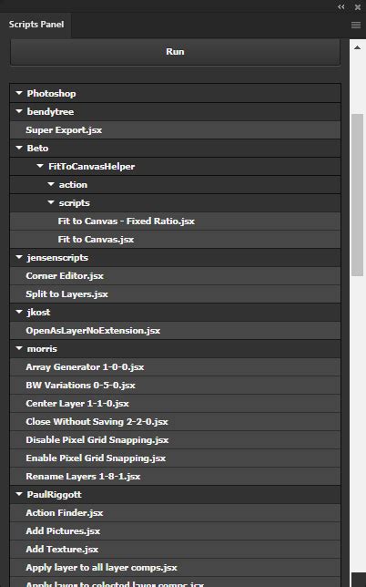 Photoshop Scripting Panel