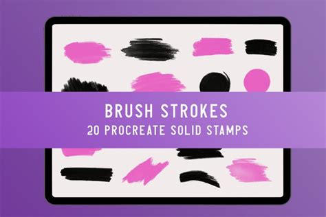 Collage of different brush strokes created with various Procreate brushes