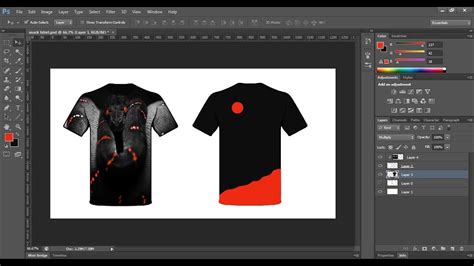 Texture overlay being applied to a t-shirt design in Photoshop