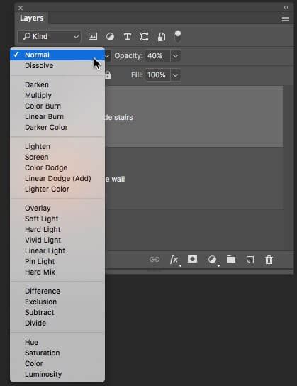 Photoshop Layers Panel with Normal Blend Mode selected