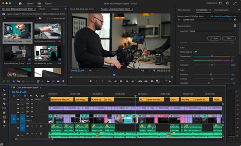 User interacting with a video editing software interface