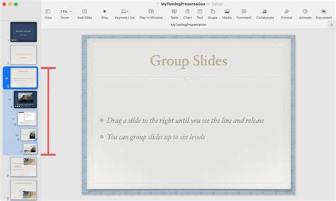 Grouped images and title in Keynote being resized