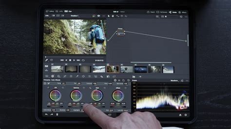 iPad Pro and DaVinci Resolve interface