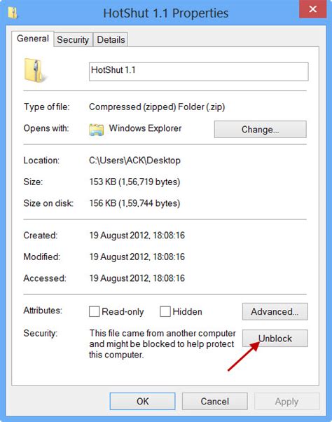 Windows file properties dialog showing the 