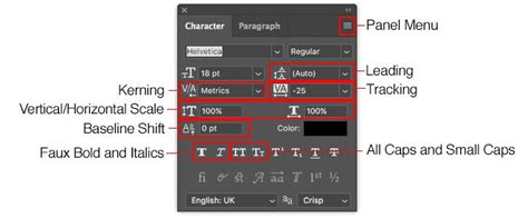 Photoshop Character and Paragraph panels