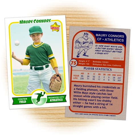 Example of a vintage baseball card design