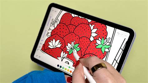 iPad with Procreate app open showing a coloring page