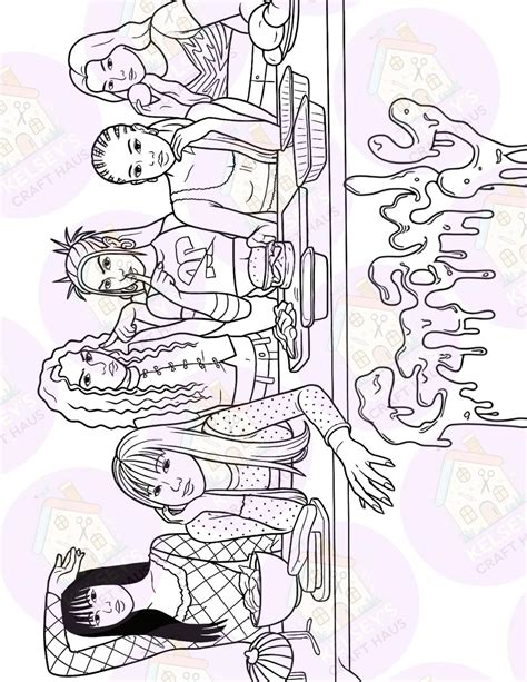 Split image showing a coloring page with a gap and then the gap filled in