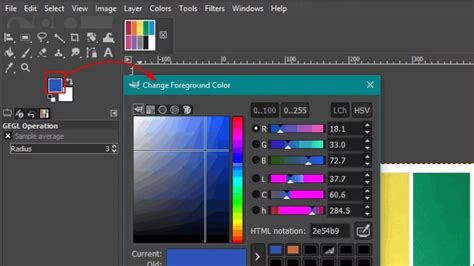 GIMP interface with text tool selected