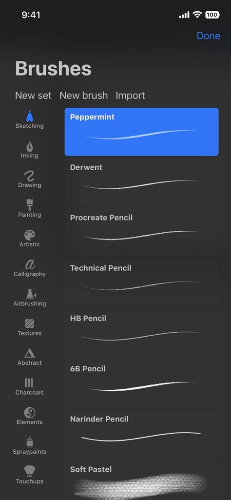 Illustration showing the Procreate Pocket Brush Library with two brushes being selected for combination.