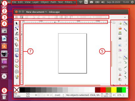 Inkscape user interface with toolbox and menus