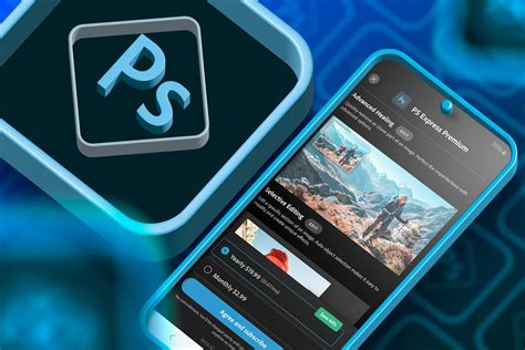 Mobile phone displaying Adobe Photoshop Express interface