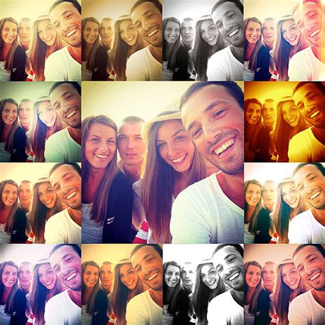 Collage of different filter effects applied to a single photo