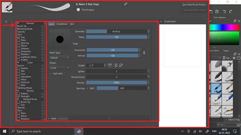 Krita brush settings panel showing scatter slider