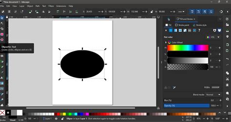 Inkscape drawing an ellipse and typing text