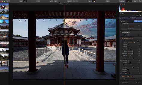 Before and after example of Luminar Neo's AI Sky Replacement tool