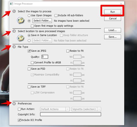 Photoshop's Image Processor dialog box