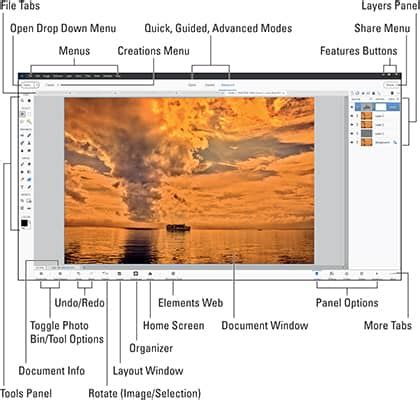 Infographic showing common Photoshop Elements editing tasks