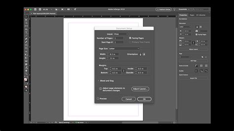 Adobe InDesign New Document setup dialog