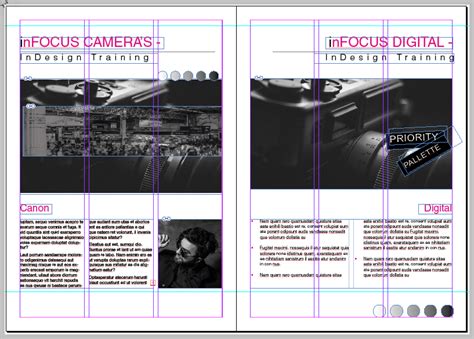 Adobe InDesign grid guides example