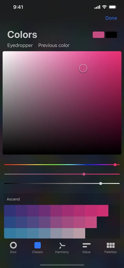 Procreate Adjustments menu showing HSB and Color Balance