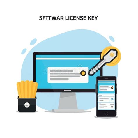 Illustration of a computer screen displaying a software license activation prompt