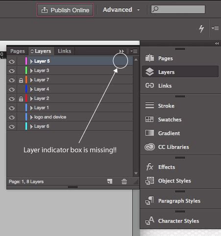 Adobe InDesign Layers Panel
