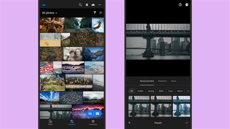 Screenshot showing the process of adding photos to a Lightroom album on Android