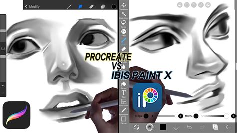 Comparison chart of Ibis Paint X and Procreate features