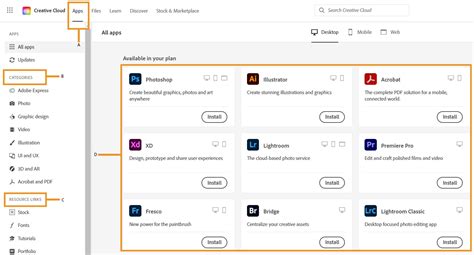 Creative Cloud Apps Menu