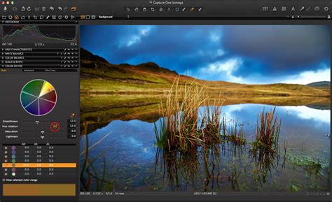 Capture One Color Editor interface with eyedropper and color wheel