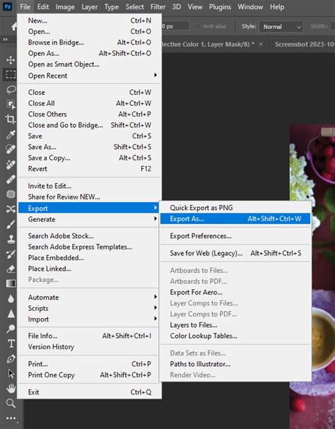 Photoshop Export options for print and web