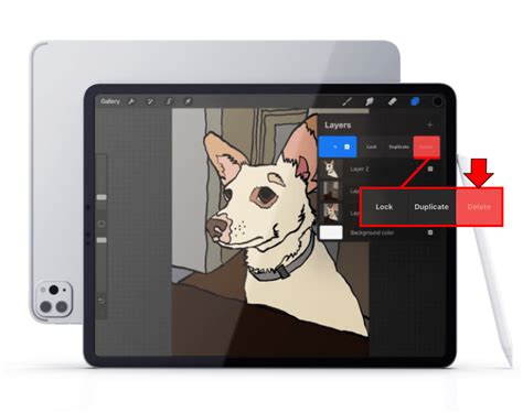 Screenshot showing a single layer being swiped left to reveal the delete option in Procreate