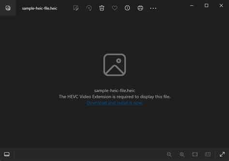 Windows 10/11 screenshot showing an error message when trying to open an HEIC file
