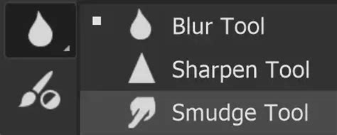 Photoshop toolbar showing the Smudge Tool icon
