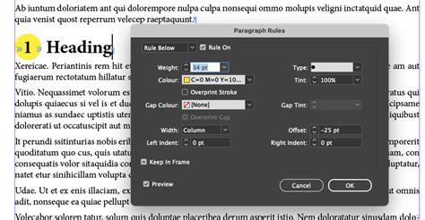 Example of Paragraph Rule Above a Heading in InDesign