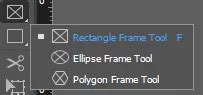 InDesign workspace showing Rectangle Frame Tool and Type Tool