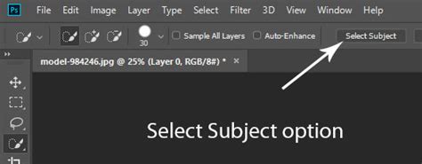 photoshop select subject tool