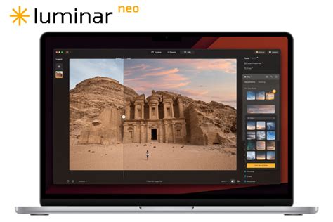 Screenshot of Luminar Neo interface with two images side-by-side