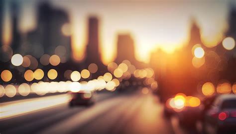 Collage of blurred nature and city backgrounds