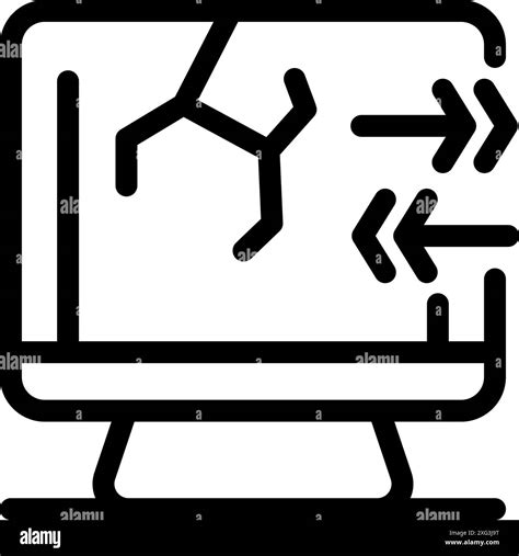 Illustration of a computer screen displaying a cracked software icon with a warning symbol.